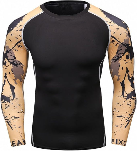 Men's Soft Slim Long Sleeve Dry-Fit Compression Gym Trainning Shirt