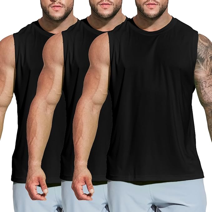 MIER Men's Workout Tank Tops UPF 50+ Swim Shirts Quick Dry Running Sleeveless UV Protection Muscle Tees