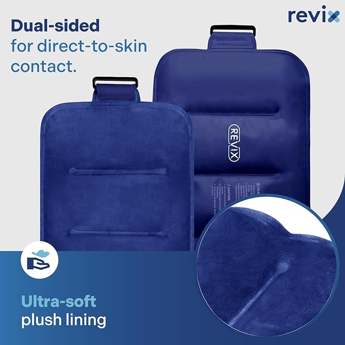 REVIX Ice Pack for Injuries Reusable Gel for Lower Back, Cold Packs for Back Shoulder, Elbow, Hip, Leg, Wrap Around Entire Knee, Soft Cold Compress,16 × 9" Navy