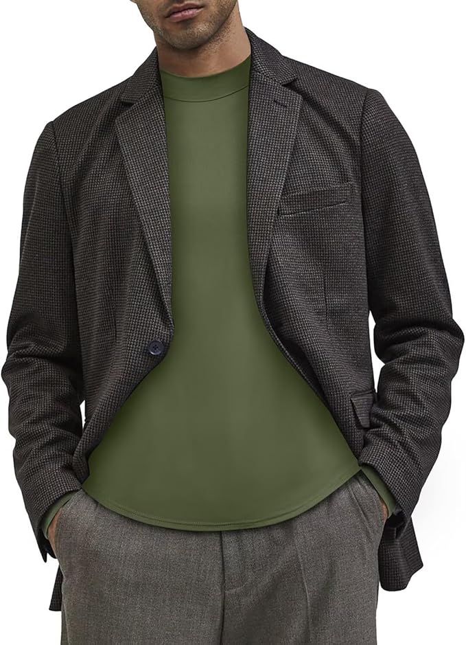 Men's Fashion Shirts Long Sleeve Mock Turtleneck T-Shirts Casual Thermal Undershirt Tops