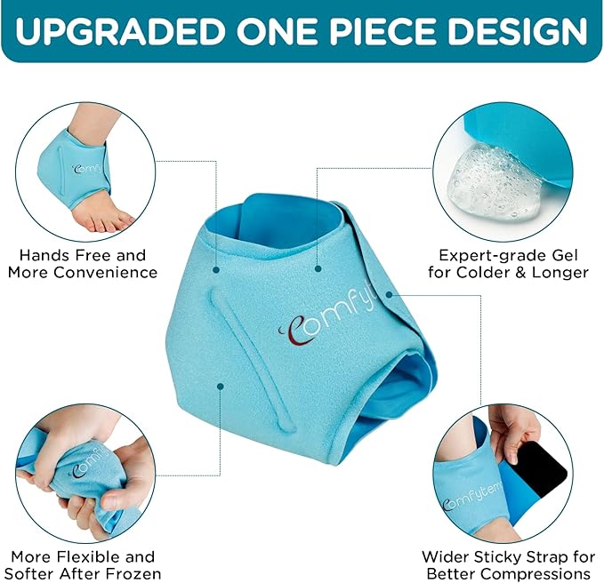 Comfytemp Ankle Ice Pack Wrap for Swelling, Plantar Fasciitis, FSA Eligible, Foot Pain Relief, Reusable Gel Cold Compress Ankle Brace for Injury, Achilles Tendonitis, Gifts for Men Women Elderly, 1Pcs