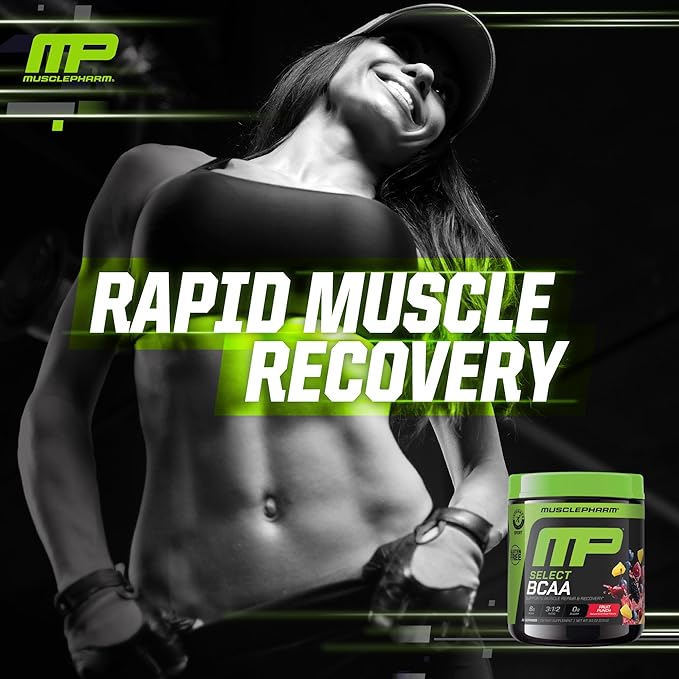 MusclePharm Essentials BCAA Powder, Pre & Post Workout Recovery Drink, Supports Muscle Recovery & Energy, Essential Amino Acids, 30 Serv, Fruit Punch
