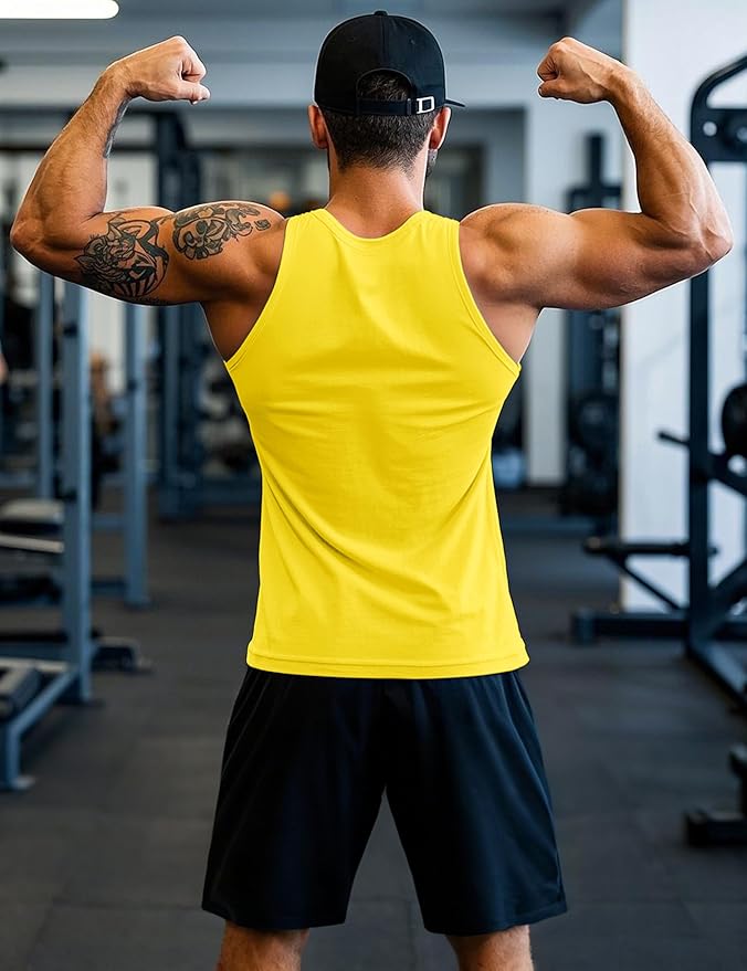 MAGCOMSEN Mens Workout Tank Tops Undershirt Cotton Muscle Athletic Sleeveless Shirts for Gym