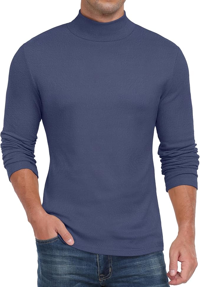 Sailwind Men's Mock Turtleneck Long Sleeve T Shirts Basic Slim Fit Pullover Sweater Thermal Lightweight Tees