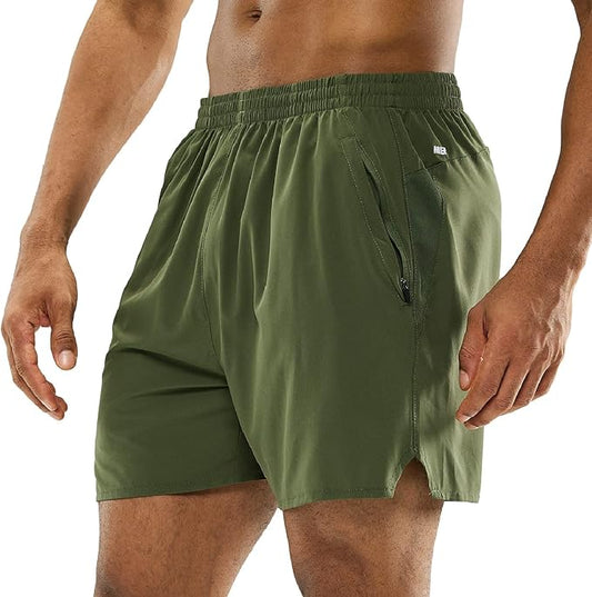 MIER Men's Workout Running Shorts Quick Dry Active 5 Inches Shorts with Pockets, Lightweight, Breathable
