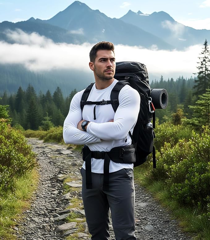 Men's 1, 3 or 5 Pack Performance Long Sleeve T-Shirts, UPF 50+ Sun Protection Shirts, Athletic Gym Workout Shirts for Running