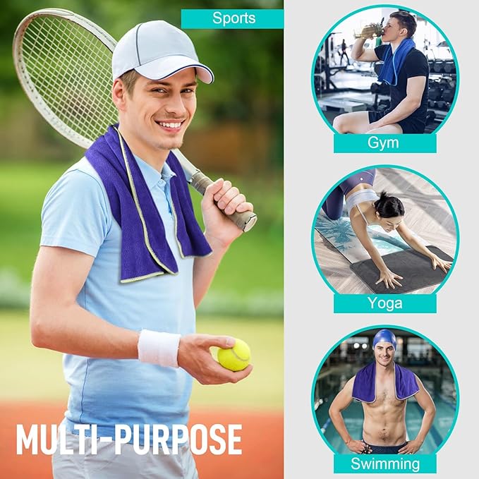 SINLAND Microfiber Gym Towels Sports Fitness Workout Sweat Towel Super Soft and Absorbent 3 Pack 16 Inch X 32 Inch