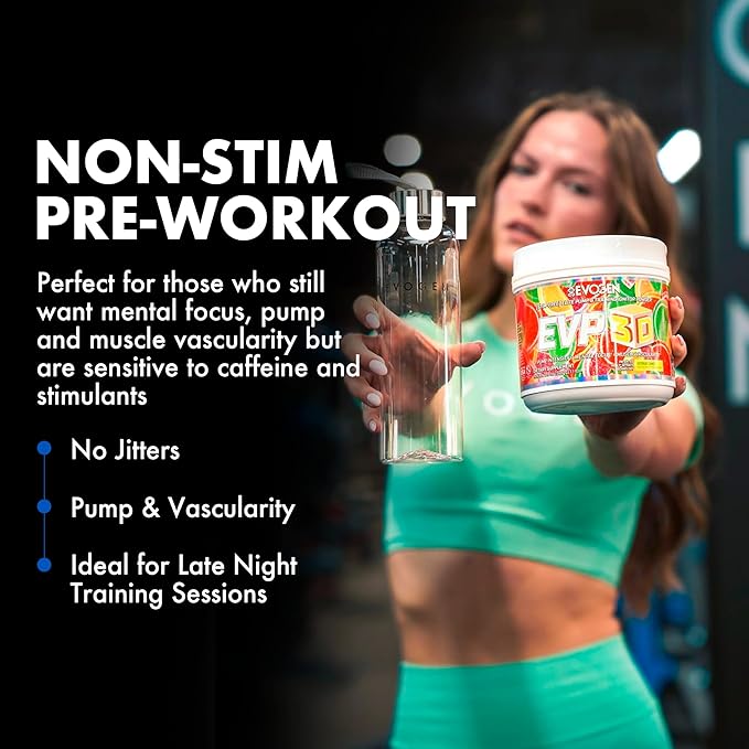 Evogen EVP 3D - Stim Free Pre Workout Powder for Men & Women | Sugar Free Non Stim Preworkout with Beta Alanine and Creatine for Energy & Pump | Citrus Candy | 40 Servings