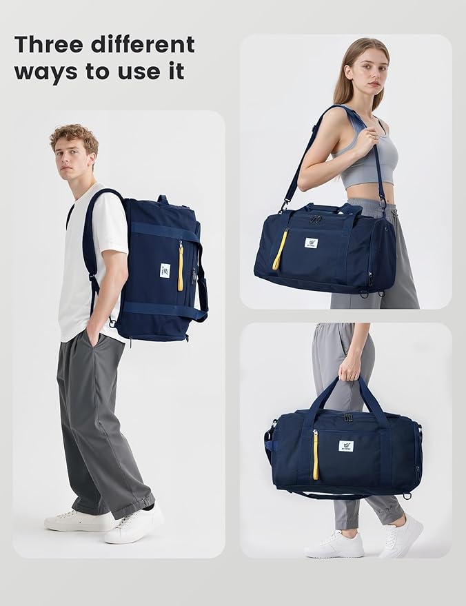 SKYSPER Gym Bag Men Women - 40L Sports Bag Duffle Backpack with Shoe Compartment Wet Pocket for Fitness,Sport,Travel & Workout(Navyblue)