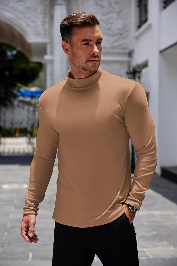 COOFANDY Mens Mock Turtleneck Long Sleeve Shirts Basic Thermal Turtle Neck Undershirt Lightweight Pullover Sweaters Top