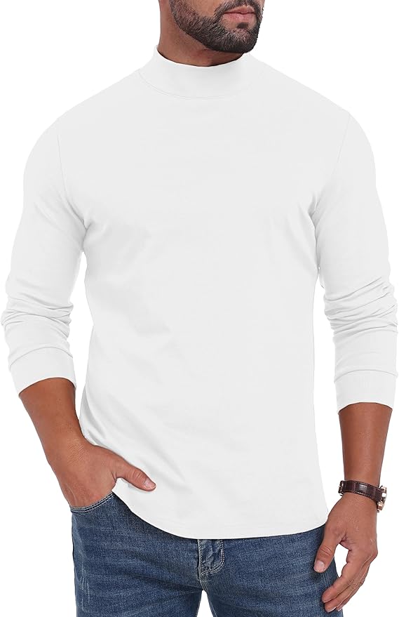 Sailwind Men's Mock Turtleneck Long Sleeve Shirt Cotton Basic Thermal Undershirt Lightweight Pullover