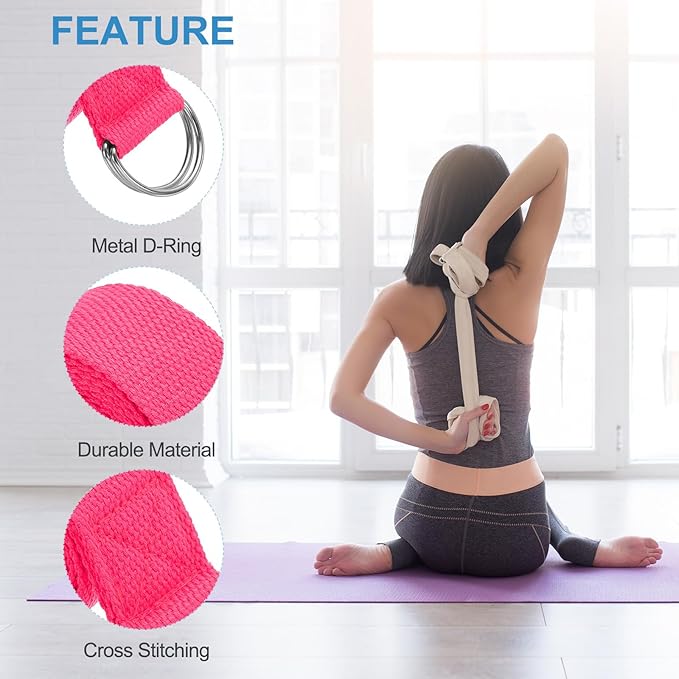 PATIKIL Yoga Strap for Stretching Cotton Yoga Belt with Adjustable Metal D-Ring Buckle Stretch Band for Fitness Pilates