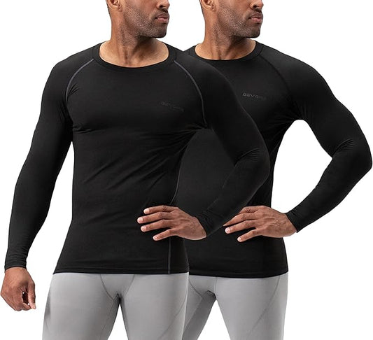 DEVOPS 2 Pack Men's Thermal Long Sleeve Compression Shirts