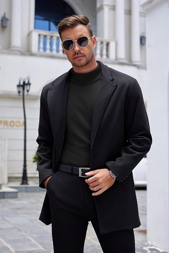 COOFANDY Mens Mock Turtleneck Long Sleeve Shirts Basic Thermal Turtle Neck Undershirt Lightweight Pullover Sweaters Top