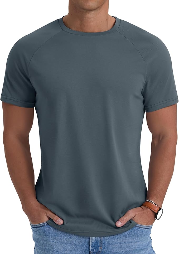Askdeer Men's T-Shirt Short Sleeve Quick Dry Shirts Lightweight Workout Athletic Tees for Running, Beach, Hiking