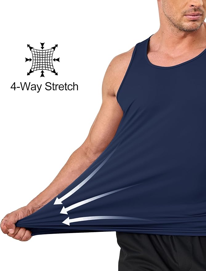 KEFITEVD Men's Workout Tank Tops Sleeveless Quick Dry UPF 80+ Summer Sun Shirts for Running Swim Gym Beach