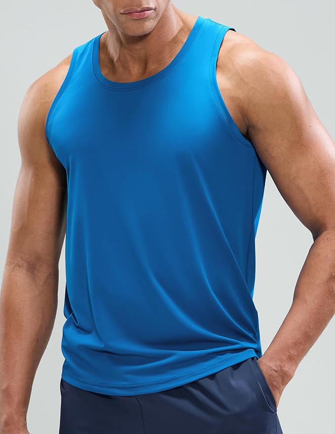 MIER Men's Tank Tops Workout Sleeveless Tee Shirts Muscle Athletic Gym Running Beach Tanks for Men, Quick Dry