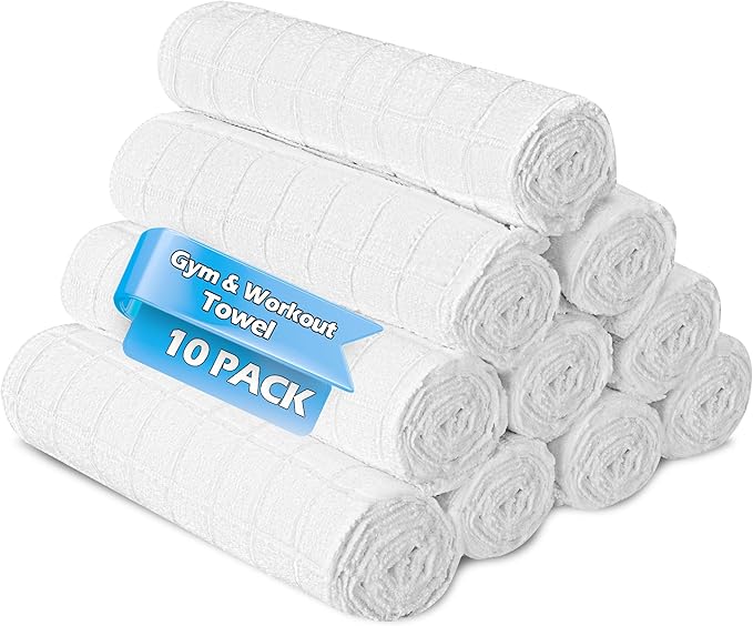 HOMERHYME Microfiber Gym Towels, 10 Pack Towel Set for Home Gym,16 x 27 Inch Quick Dry Hand Towels, Absorbent Towels for Yoga Fitness Workout Travel Sweat Camping, Fitness Accessories for Women & Men