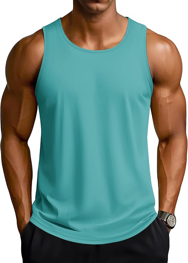 TACVASEN Men's Workout Tank Tops Sleeveless UPF 50+ Summer Sun Shirts Quick Dry for Running Swim Gym Beach