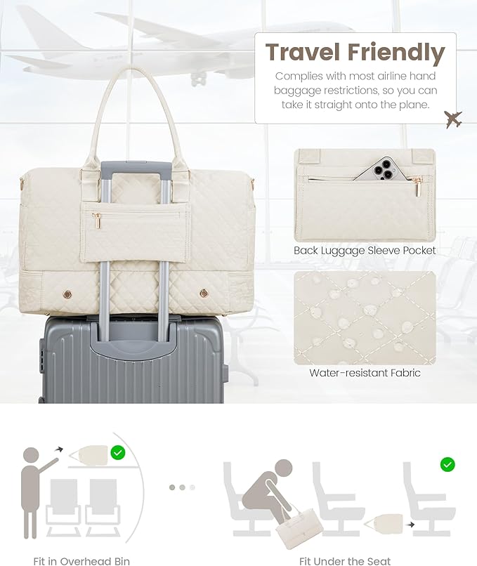 LOVEVOOK Travel Duffle Bag for Women, Weekender Overnight Bag with Shoe Compartment, Carry on Bag with Toiletry Bag, Gym Duffel Bag with Wet Pocket, Hospital Bags for Labor and Delivery 3 Pcs Set