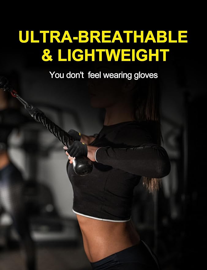 KUTOOK Weight Lifting Workout Gloves for Men/Women, 3mm XRD Padding Grip Gym Gloves, Breathable Partial Gloves for Calluses, Weightlifting Gloves for Exercise, Kettlebell, Pull-Ups, Cross Training