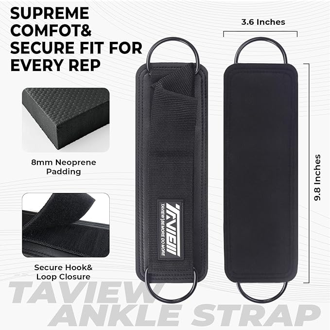 TAVIEW Ankle Straps Cable Machine Attachment for Gym - Cable Kickback Ankle Straps - Padded Ankle Cuffs for Glute Kickbacks and Leg Workouts