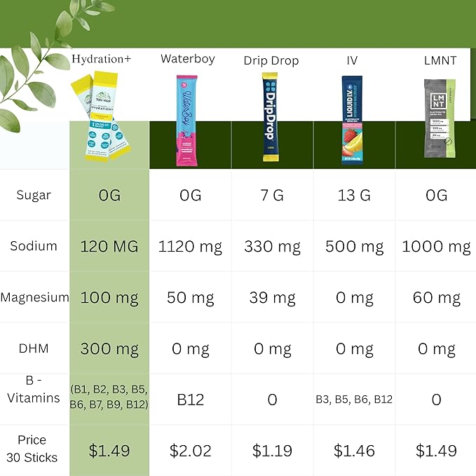 TERRA ORIGIN Healthy Hydration+ Tropical Splash Electrolyte Powder Packets | After Alcohol Aid with DHM | Mango Passionfruit Citrus Flavor | 30 On The Go Packs