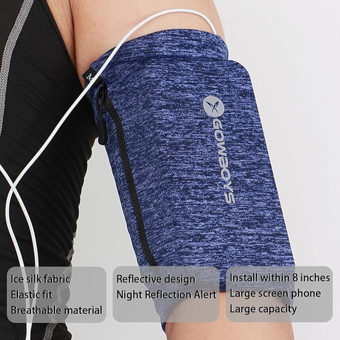 Running Phone Armband for Men Women,Universal Arm Bands for Phones Below 8 Inches,Waterproof Cell Phone Armband for Hiking,Running,Cycling,Climbing(Blue M)