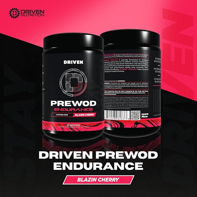 Driven PREWOD Caffeine-Free Pre-Workout – 25 Servings – Stimulant-Free Supplement with Beta-Alanine, Citrulline & Electrolyte Support – Focus, Endurance & Strength for High-Intensity Training