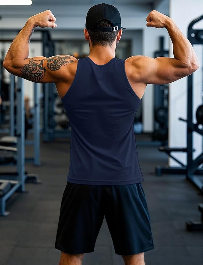 MAGCOMSEN Mens Workout Tank Tops Undershirt Cotton Muscle Athletic Sleeveless Shirts for Gym