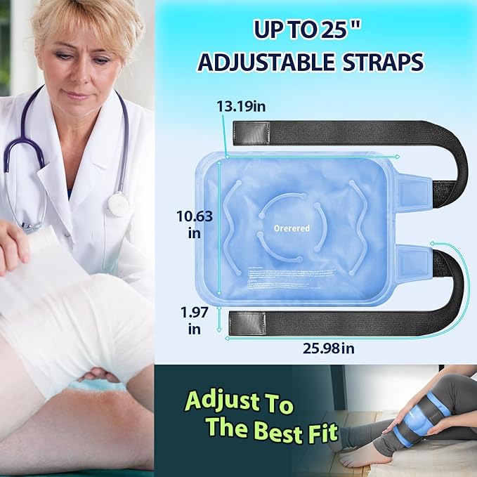 Ice Pack for Knees Reusable Cold Pack for Injuries, Knee Gel Ice Pack Wrap Pain Relief Replacement Surgery, Swelling, Meniscus Tear, ACL, Sports Injuries Blue