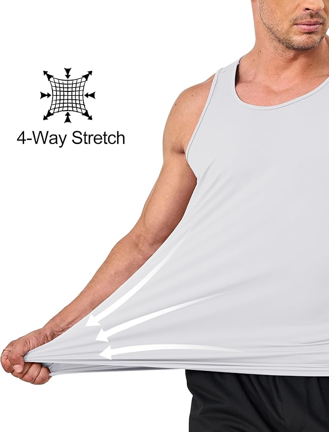 KEFITEVD Men's Workout Tank Tops Sleeveless Quick Dry UPF 80+ Summer Sun Shirts for Running Swim Gym Beach