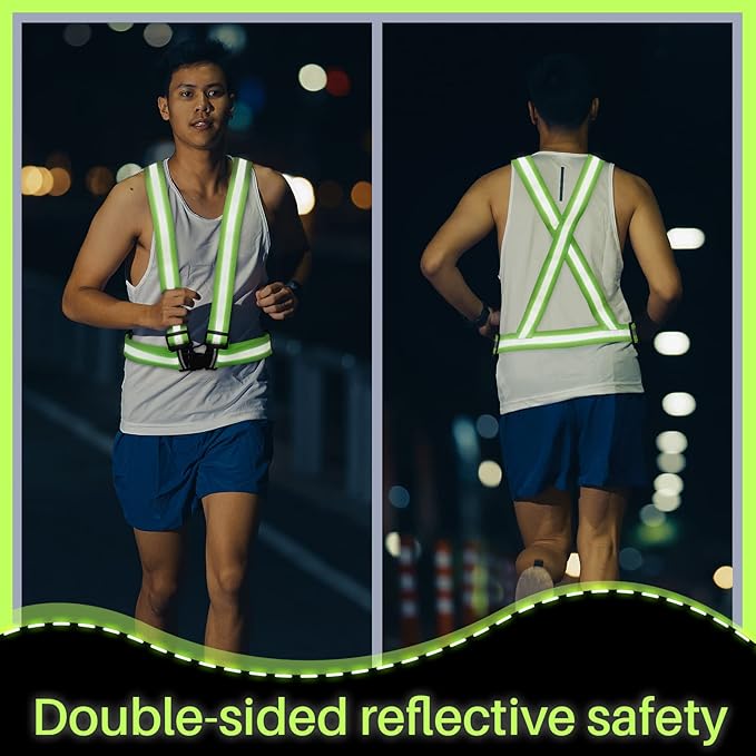 Hercicy Reflective Running Vest Reflective Running Shirt with Safety Straps High Visibility Construction Vest for Night Cycling Hiking Jogging Dog Walking