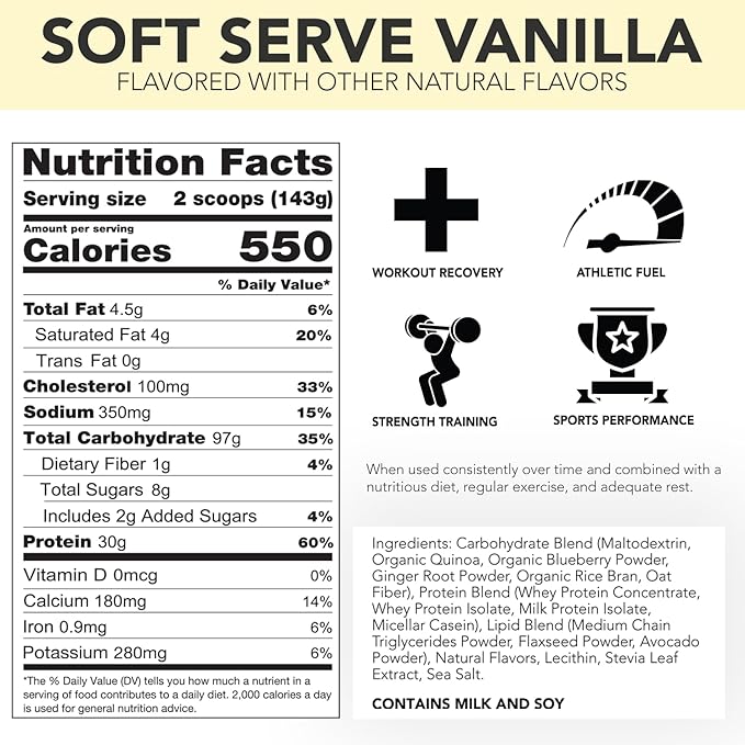 RIVAL NUTRITION Naturally Flavored Clean Gainer (5lb, Soft Serve Vanilla)