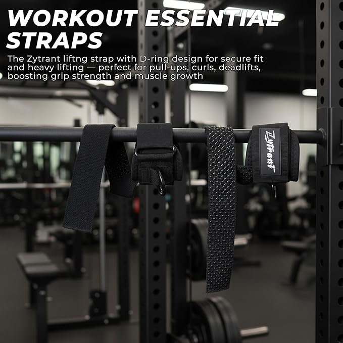 Weight Lifting Straps with Cuffed D Ring,Heavy Duty Thyick Comfortable Lifting Straps, Secure Fit, Enhanced Grip, Straps for Weightlifting & Gym Training