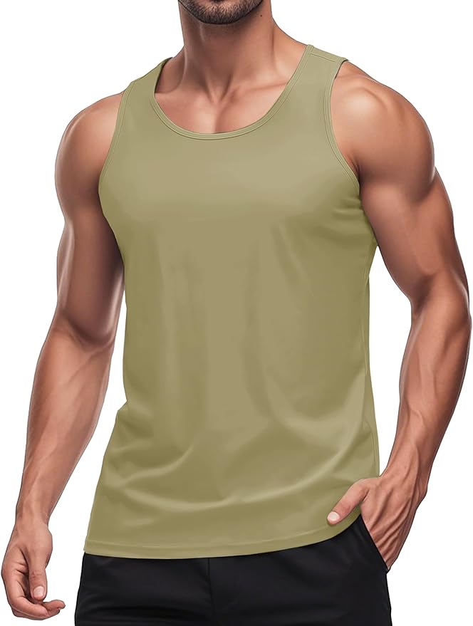 MAGCOMSEN Men's UPF 50+ Tank Top Quick Dry Summer Workout Muscle Sleeveless Shirts for Swim Beach Bodybuilding