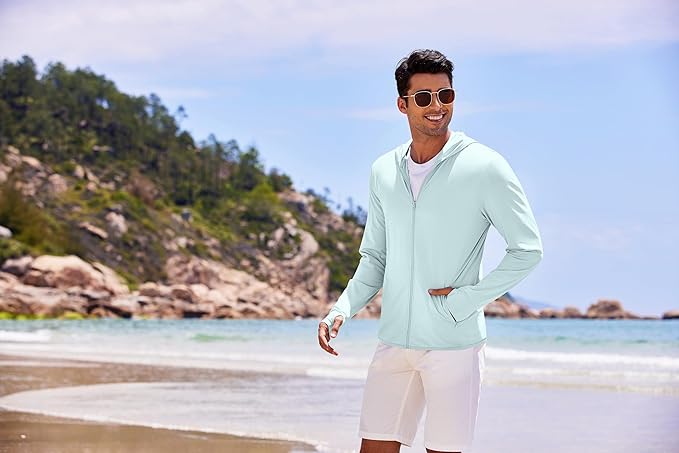 COOFANDY Men Full Zip UPF 50 Sun Protection Hoodie Jacket Long Sleeve Lightweight Breathable UV Shirts with Pockets