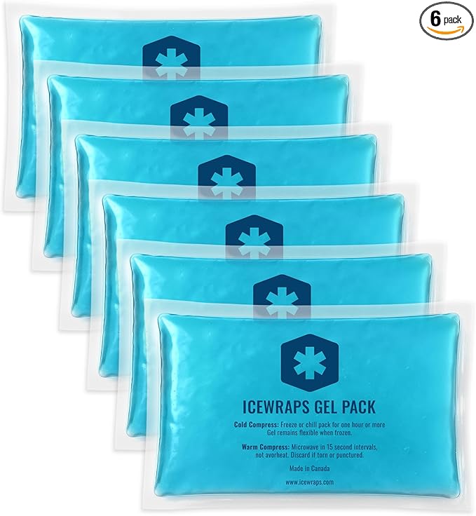 ICEWRAPS Hot & Cold Ice Packs - 3 x 5 in. Soft Gel Ice Packs – Reusable for Injuries Headaches, Joints, Fevers, & More – Made of Pro-Grade, Puncture-Proof Material (6 Packs)