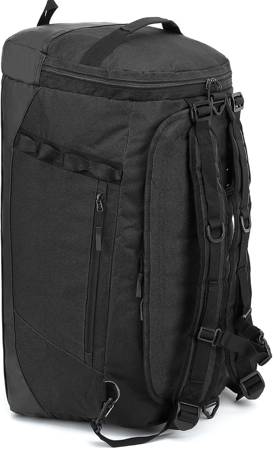 Large Travel Duffle Bag Backpack for Men Women 70L Big Sports Gym Bag with Shoe Compartment Heavy Duty Duffel Bags with Padded Straps for Weekend Overnight Camping, Black