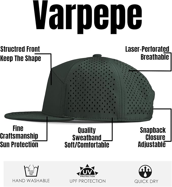 Performance Snapback Hats for Men Women,Flat Bill Cap,Golf,Running,Workout