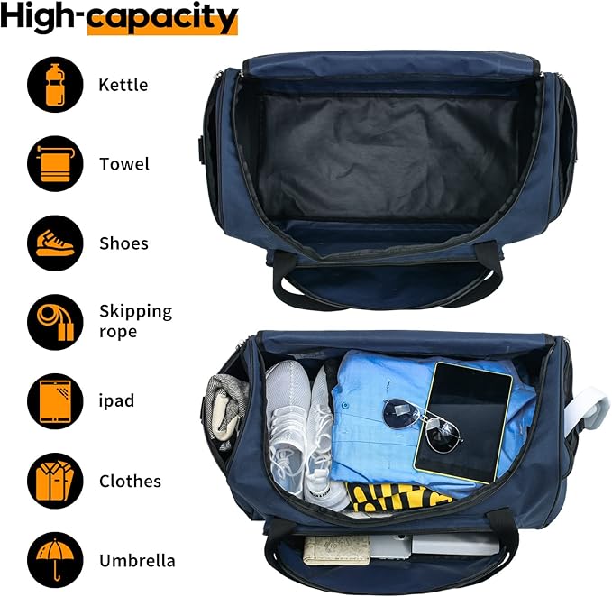 Mens 55L Gym Bag Large Sports Duffle Bags Lightweight Overnight Bags for Travel Camping