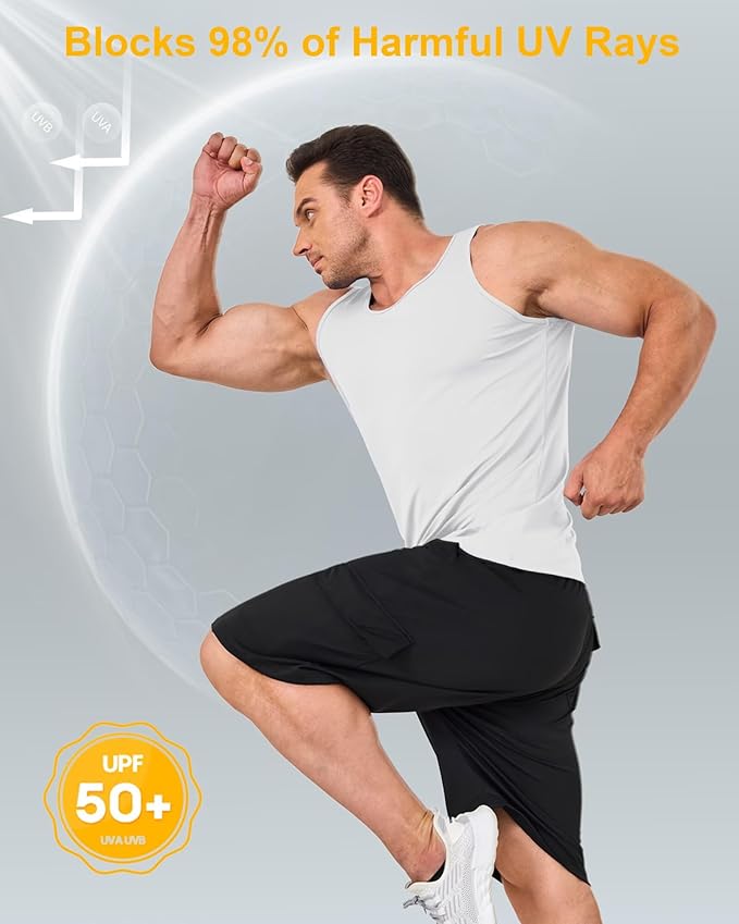 Boladeci Men's Tank Top Workout Athletic Quick Dry UPF 50+ Sun Protection Lightweight Summer Beach Gym Sleeveless Shirts