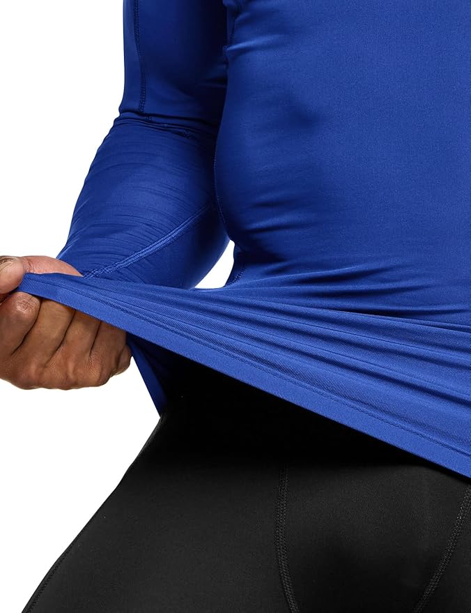 TSLA Men's UPF 50+ Compression Shirts, Cool Dry Long Sleeve Athletic Tops, Sports Baselayer Workout Shirt