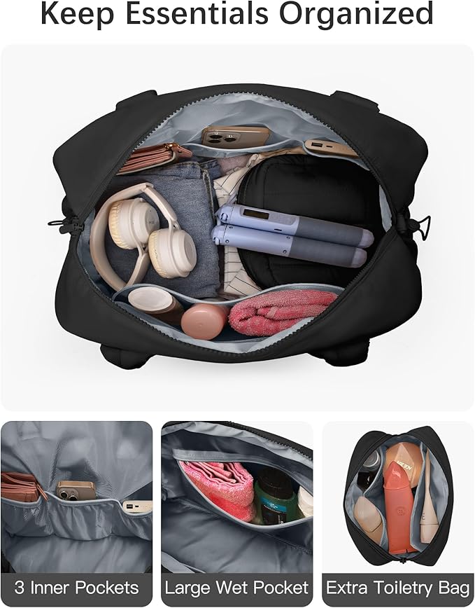 oscaurt Gym Bag for Women Lightweight Duffle Bag for Travel with Toiletry Pouch Water Resistant Carry On Weekender Overnight Duffel