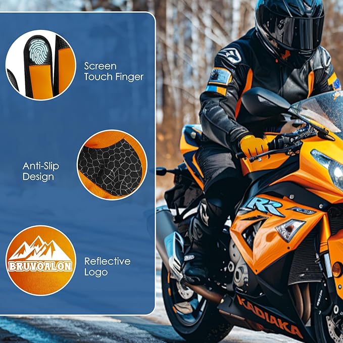 Bruvoalon Winter Gloves for Women & Men, 3M Thermal Insulation, Lycra Fabric, Windproof, Touchscreen, Anti-Slip, Cold Weather