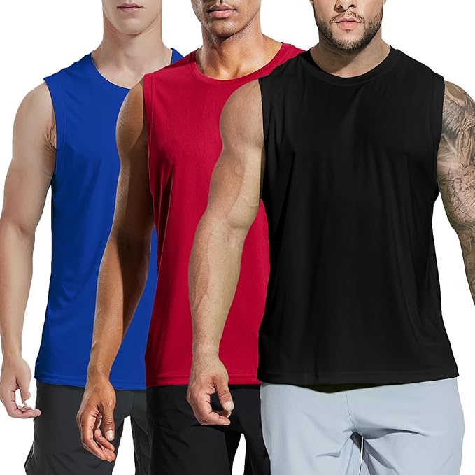 MIER Men's Workout Tank Tops UPF 50+ Swim Shirts Quick Dry Running Sleeveless UV Protection Muscle Tees