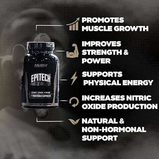 Epitech® Epicatechin Supplement – Natural Myostatin Inhibitor for Muscle Growth, Optimally Dosed, Added BioPerine® for Maximum Absorption, Boosts Endurance, Nitric Oxide & Recovery – 90 Servings