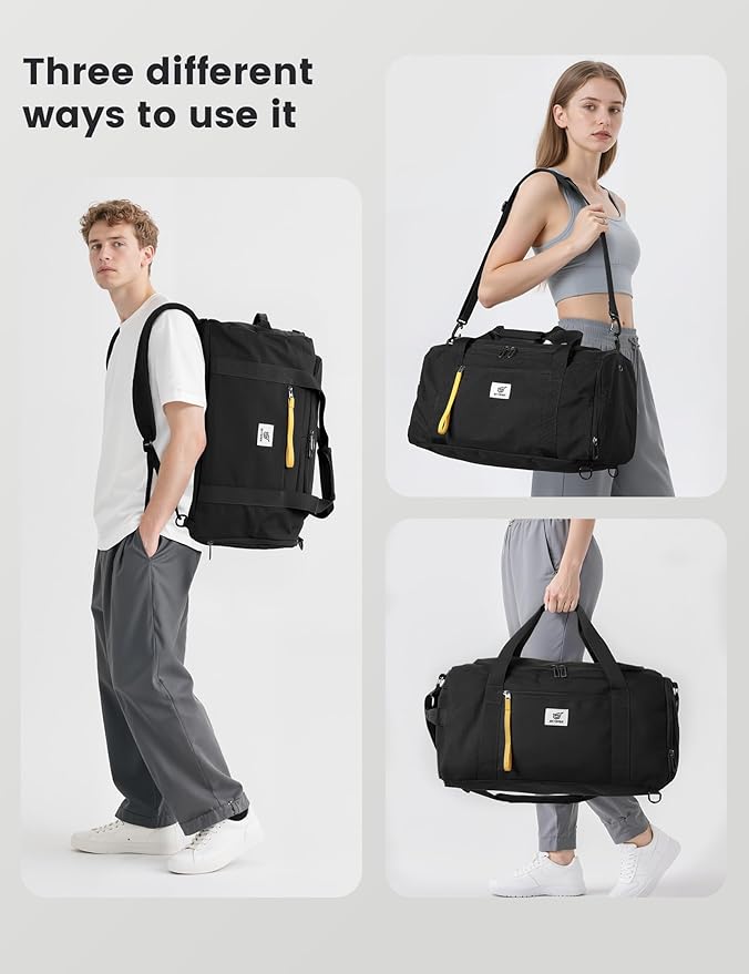 SKYSPER Gym Bag Men Women - 40L Sports Bag Duffle Backpack with Shoe Compartment Wet Pocket for Fitness,Sport,Travel & Workout(Black)