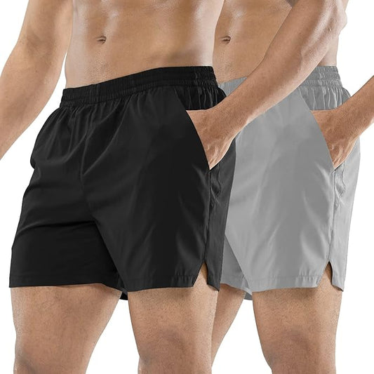 MIER Men's Workout Running Shorts Quick Dry Active 5 Inches Shorts with Pockets, Lightweight, Breathable