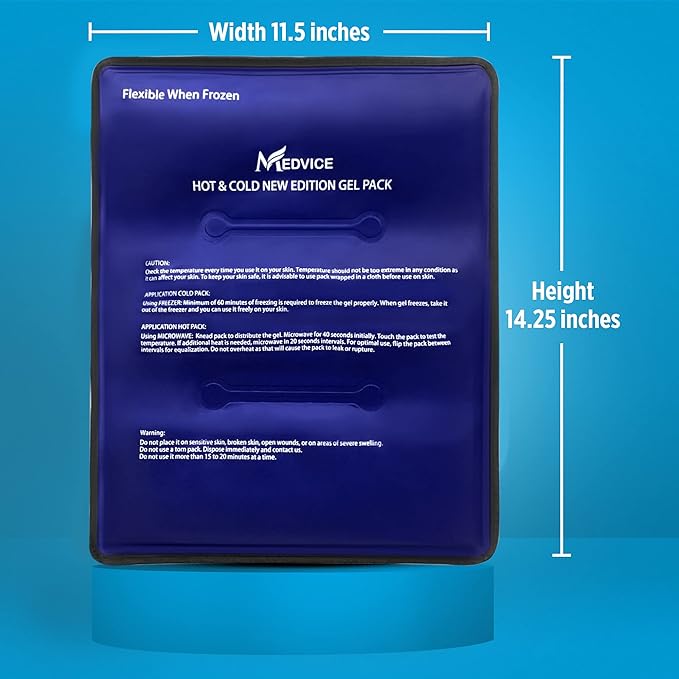 Medvice Ice Pack for Injuries Reusable - for Hip, Shoulder, Knee, Back - Hot & Cold Compress for Pain, Swelling, Bruises, Surgery - Large - 11.5"x14.25"